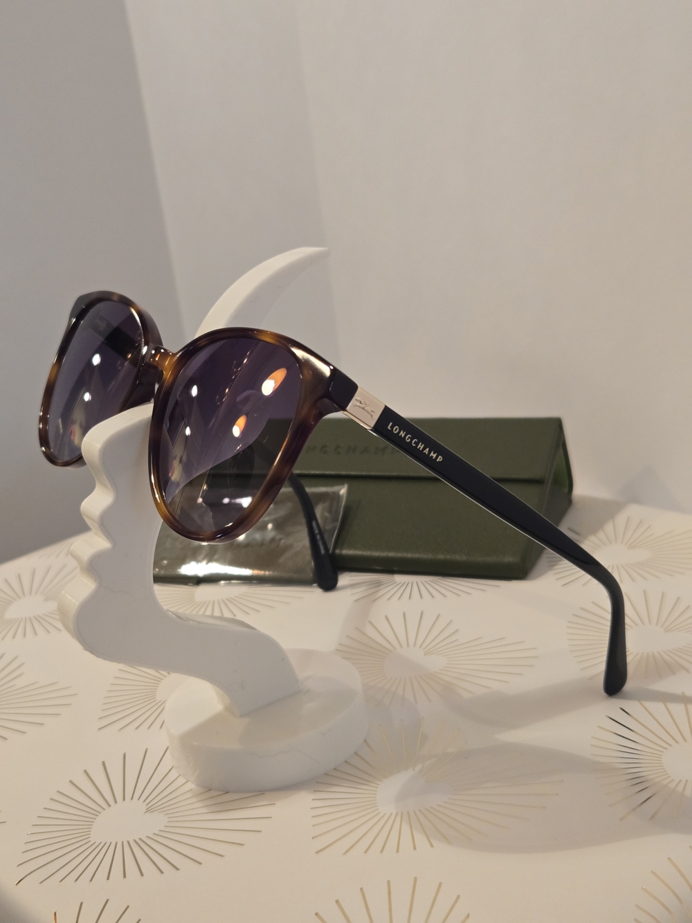 Longchamp Women's Tortoiseshell Sunglasses with Gradient Purple Lenses - Picture 2 of 4